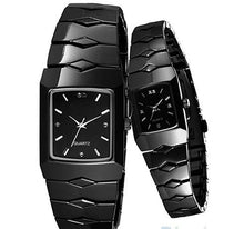 Black classic pair watch quartz full stainless steel wristwatch