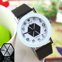 Fashion EXO Women Men Casual Leather Quartz Watch Quartz Wrist