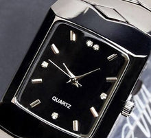 Black classic pair watch quartz full stainless steel wristwatch