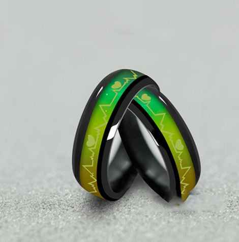 Black Mood Rings Temperature Emotion Feeling Engagement Rings
