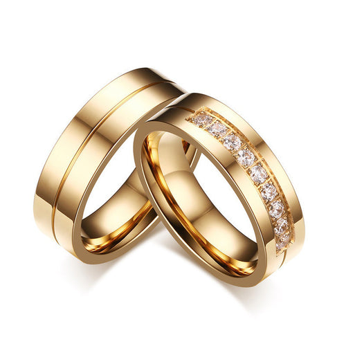 Stainless Steel Wedding Ring For Lovers 18K IP Gold Plated