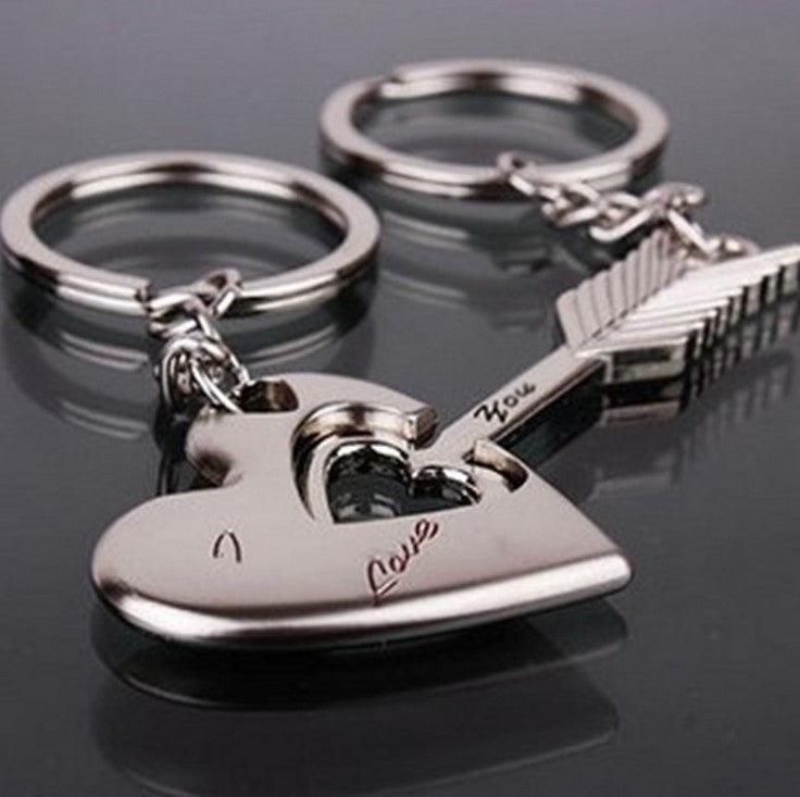 Pair Silver Alloy Arrow Bow Love Keychains Keychains