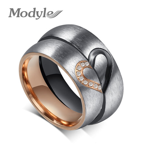 New Fashion Love Heart Couple Rings for Women Men