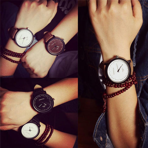 Big Steel Case Men women Couple Leather band Quartz