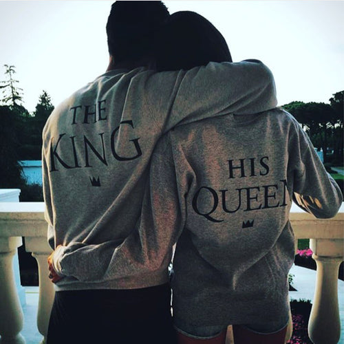 King and Queen Couples Matching Letters Print Men Women Lovers