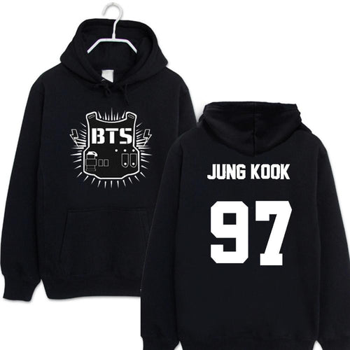 2016 kpop fleece hooded sweatshirt letter print
