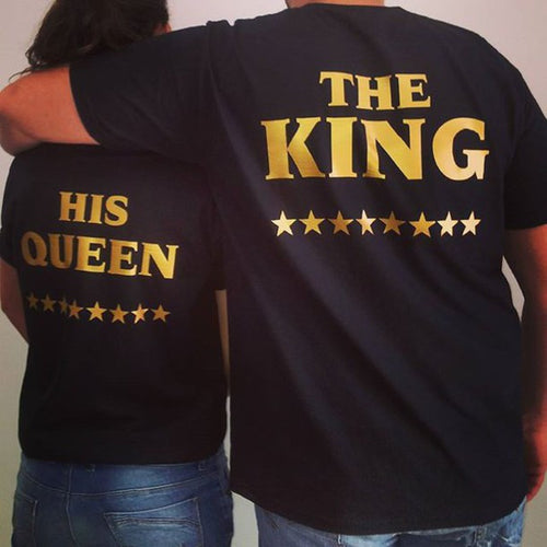 Latest Valentine's Day Couple Clothes Short Sleeve Black King Queen