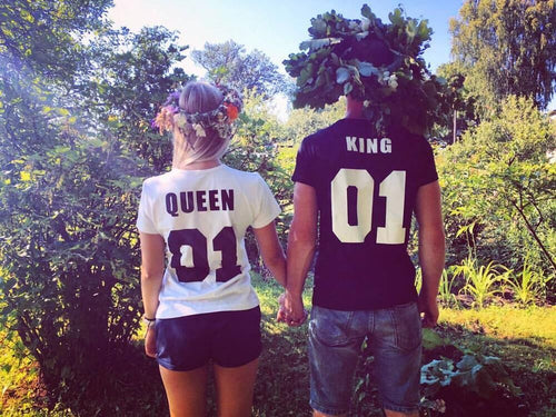 T Shirt King Queen Print T-shirt For Valentine's Day