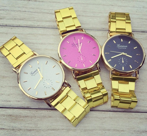 Gold Watch Luxury Geneva Brand Women Dress Watches