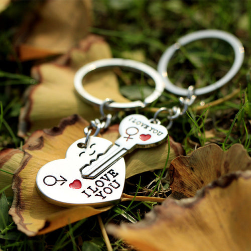 Heart Keychain Silver plated ring Lovers Gift