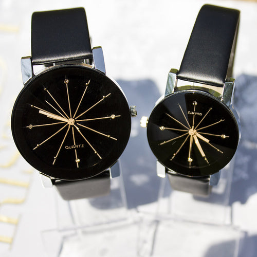 Wristwatch Casual PU Leather Strap Round Dial Couples
