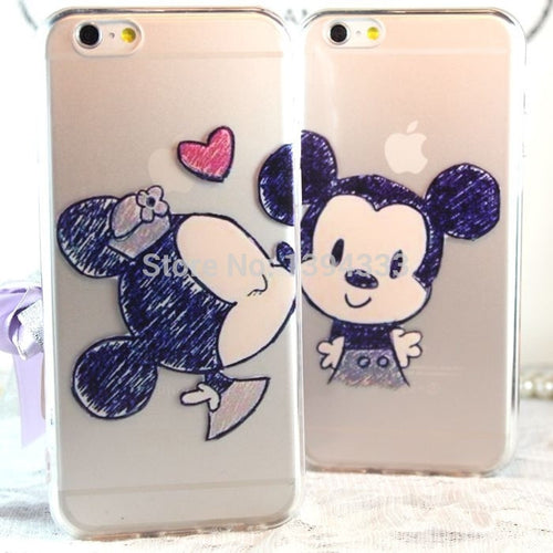 Mickey Mouse cartoon couple kissing TPU Case Back Cover