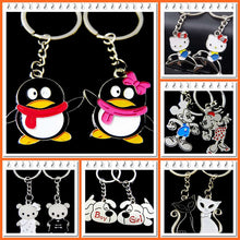 Couple Keychain Ring Men Silver Tone Lovers Keychain Women