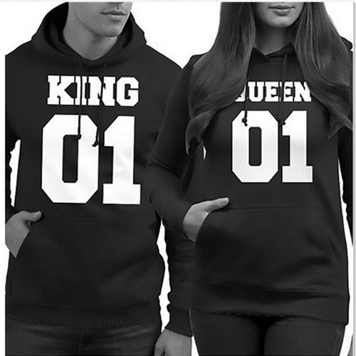 Hoodies KING Queen Print Harajuku Sweatshirts Lover Pullover for Man and Women