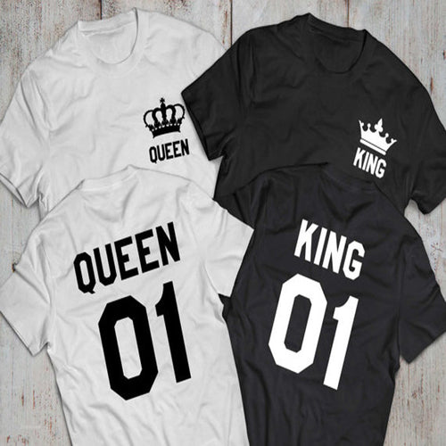 King Queen Tee Shirt Couple Matching Shirts for Lovers