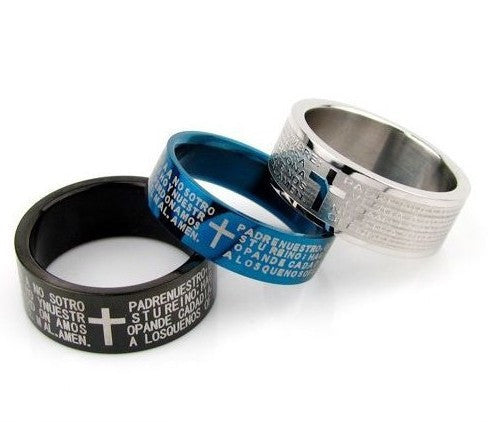 Couple Cross Ring Bible Text Titanium Steel Jewelry Rings