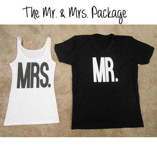 2016 Fashion Mr Mrs Printed Graphic Tees Short Sleeve