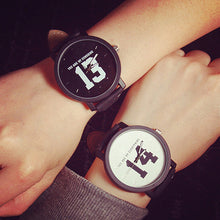 Men Women Couple Lover Numeral Dial Faux Leather Strap Quartz