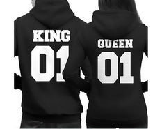 King Queen Hoodie Couple Pullover Sweatshirt Unisex Hoodies